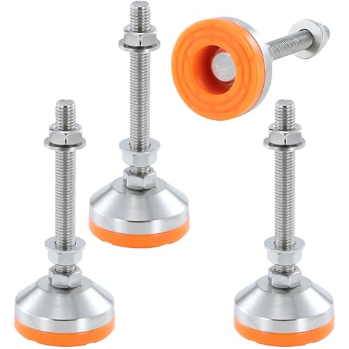 Heavy Duty 2400 lb Capacity Stainless Steel Adjustable Leveling Feet for Shelving,Machinery Devices, Workbench,Furniture,M12 Thread, 2.33inches Dia Base, Anti-Slip Nylon Pad - color: Orange, size: B2.33in x M12 x H3.94in