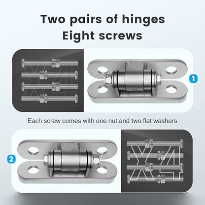 Eatra Large, Heavy Duty Gate Hinges with Sealed Bearings and 8 Screws, Adjustable Yoke Pivot, Suitable for Large Driveway Gates Up to 1100 Pounds, Two Pack, Carbon Black (2pcs Silver) - color: 180 Gate Hinge 2pcs silver
