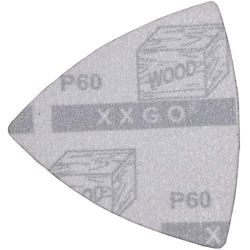 XXGO 60 Pcs 60 Grits 3-1/8 Inch 80mm Triangle Multitool Sanding Pads XG802060 - size: 3-1/8 Inch Triangle - 60 Grit - 60 Pcs