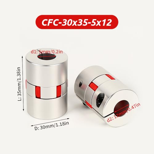 5mm to 12mm Plum Flexible Shaft Coupling, Diameter 30mm Length 35mm Aluminium Motor Connector Flexible Spider Coupler for 3D Printer CNC Machine Servo Stepped Motor - size: CFC-30x35-5x12
