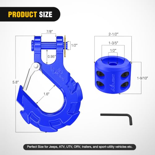 Nilight 3/8-Inch Forged Steel Winch Hook with Cable Hook Stopper - color: Blue