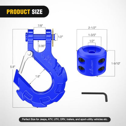 Nilight 3/8-Inch Forged Steel Winch Hook with Cable Hook Stopper - color: Blue