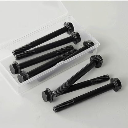 M8 x 100mm Flanged Hex Head Bolts Flange Hexagon Screws, M8x1.25 Bolt, 10.9 Grade Alloy Steel, Hexagon Head Bolts, Black Zinc Finish, Half Thread,Quantity 6 - size: M8 x 100mm(6PCS)