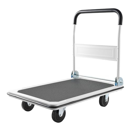 VEVOR Foldable Push Cart Dolly, 660 lbs Load Capacity, Folding Platform Truck with Swivel Wheels, Moving Platform Hand Truck Flatbed Cart, Space Saving Push Handle for Easy Storage 35.4 x 34.3 x 24 in - size: 35.4 x 34.3 x 24.0 in /900 x 870 x 610 mm
