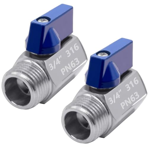 Beduan 316SS 3/4 NPT Mini Ball Valve Female x Male Shut-Off Valve 2 PCS - size: 3/4 NPT
