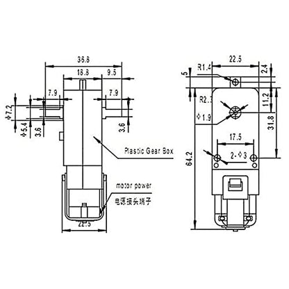 Diann 4pcs TT Motor DC 3-6V Gearbox Motor 200RPM Ratio 1:48 Shaft Motor with 2.54mm Wire for DIY Smart Car Robot - style: 4pcs Motors