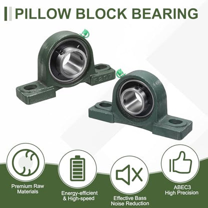 uxcell UCP203 Pillow Block Bearings 17mm Bore Self Alignment Solid Cast - size: UCP203 (Bore 17mm)
