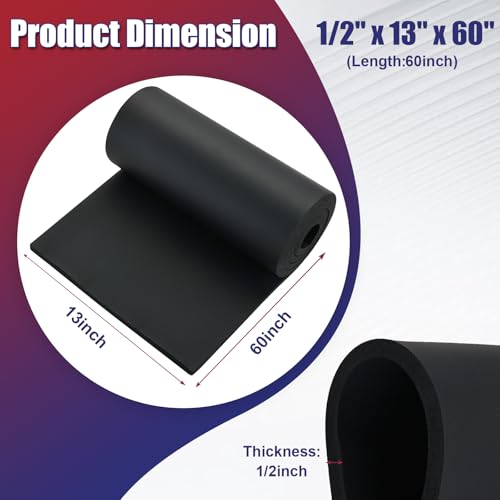 NYXOVA Neoprene Sponge Foam Sheet Roll, Closed Cell Foam Rubber Padding Without Adhesive, Soundproof Insulation, Shock Absorption for DIY, Gaskets, Crafts (1/2" x 13" x 60") - size: 1/2" x 13" x 60"