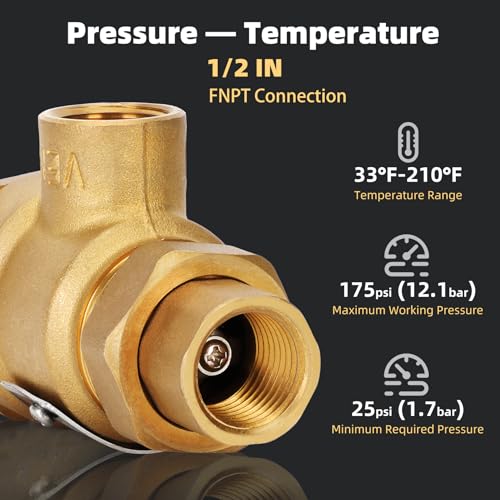 1/2 Inch 9D-M3 Backflow Preventer Brass Dual Check Valve