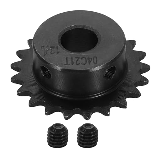 uxcell #25 Chain Roller Sprocket 12mm Bore 45.5mm OD, 21 Tooth C45 Carbon Steel ANSI #25 Roller Sprocket Round Hole with Set Screws for ISO 04C Chain, Black - size: 12mm Bore 45.5mm OD, 21 Tooth