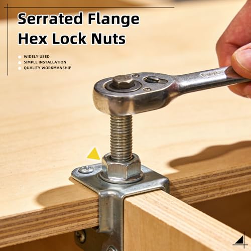 150Pcs M3 M4 M5 M6 M8 M10 Serrated Flange Nuts, Carbon Steel Metric Nickel Plated Flange Hex Lock Nuts for DIY Home Mechanism, Silver - color: Nickel-plated