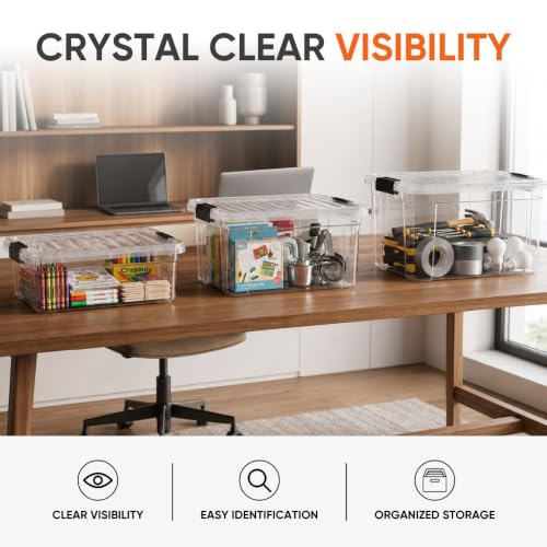 Superio 11 Quart Clear Plastic Storage Boxes with Lids, Stackable Organizer Containers, BPA-Free Storage Bins for Home, Office, School & Dorm, 1 Pack - size: 14.15" x 10" x 6.5"