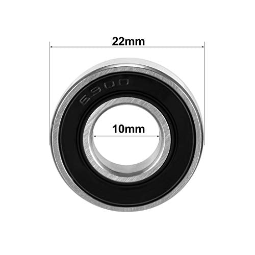 uxcell Deep Groove Ball Bearings Double Sealed 10mm x 22mm x 6mm Carbon Steel Bearing 2pcs - size: 10 mm x 22 mm x 6 mm