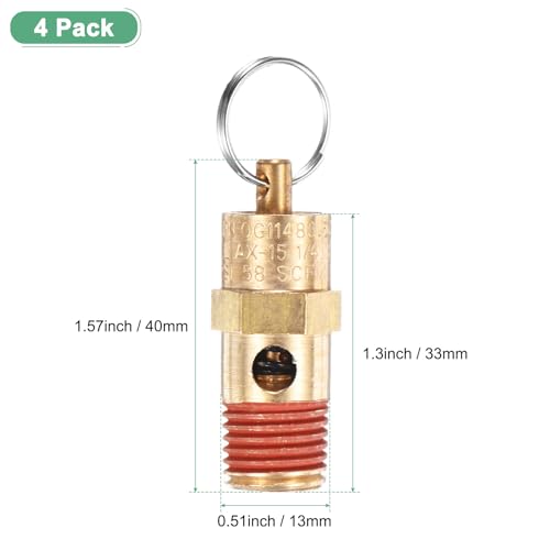 M METERXITY 4-Pack Air Compressor Pressure Release Safety Valve, 1/4" NPT Male 150 PSI Brass Threaded Automatic Air Vent Safety Control Valve - style: 150 PSI