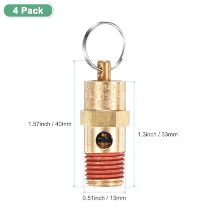 M METERXITY 4-Pack Air Compressor Pressure Release Safety Valve, 1/4" NPT Male 150 PSI Brass Threaded Automatic Air Vent Safety Control Valve - style: 150 PSI