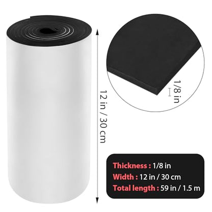 Self Adhesive Foam Rubber Sheets Sponge Neoprene with Adhesive Closed Cell Neoprene Rubber Roll Foam Padding for Shock Pad, DIY, Crafts (Black, 12 Inch x 59 Inch x 1/8 Inch) - color: Black, size: 12 Inch x 59 Inch x 1/8 Inch