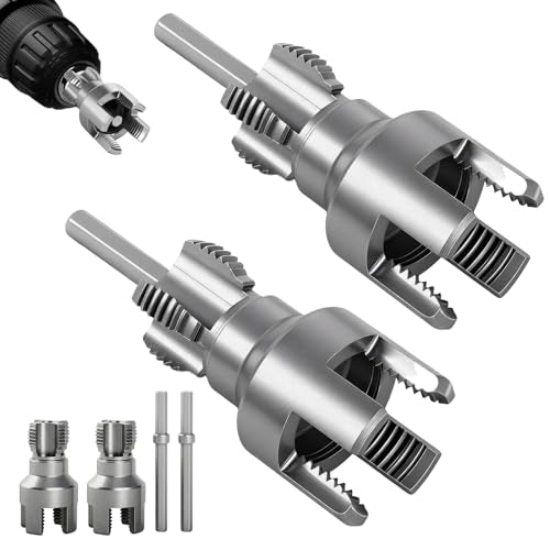 2PCS Pipe Threading Tool, 1/2" & 3/4" Dual-Function Internal & External Pipe Threader Kit, Alloy Steel Thread Cutting Tool for Water Pipes, Electric Drill Compatible, Fast DIY Plumbing Solution