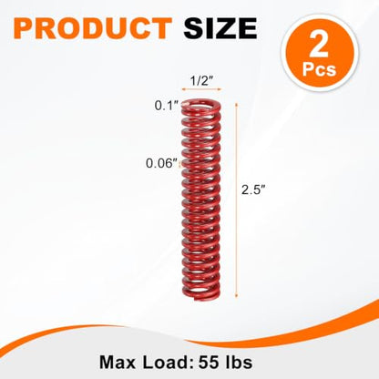 HARFINGTON 2pcs Die Spring 1/2" OD x 2.5" Free Length SMH2010, Red - size: 1/2" OD x 2.5" Free Length