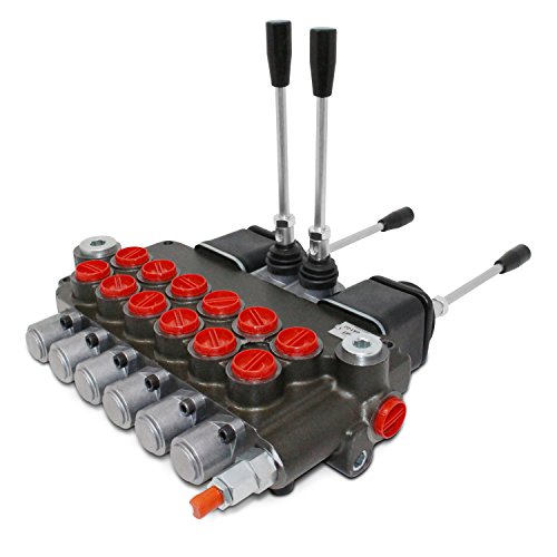 Monoblock Hydraulic Directional Control Valve w/ 2 Joysticks, 6 Spool, 21 GPM