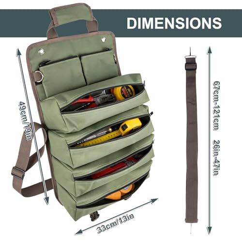 ITTAR Roll Up Tool Bag Organizer, Heavy Duty Motorcycle Tool Roll Up Bag