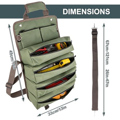 ITTAR Roll Up Tool Bag Organizer, Heavy Duty Motorcycle Tool Roll Up Bag