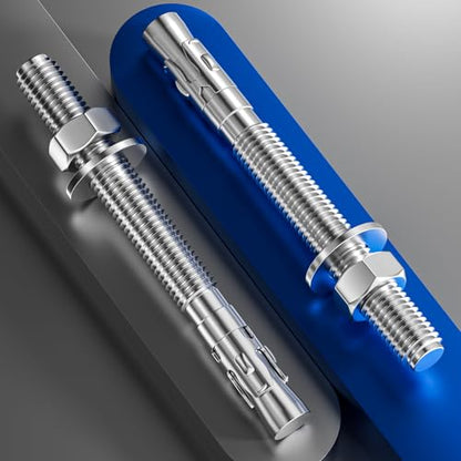 Wensilon 30Pcs 1/2x6 Inch Standard Fasteners for Heavy-Duty 304 Stainless Steel Wedge Anchors for Cement and Concrete - size: 1/2x6"