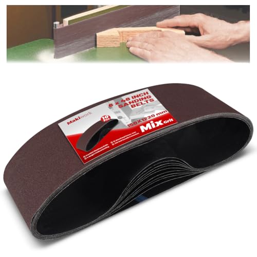6 x 48 Inch 150 x 1220 mm Sanding Belts Set - 10-Pack with 80/120/150/240/400 Grits, Aluminum Oxide Abrasive Belts for Woodworking - size: 6 x 48(10pcs)