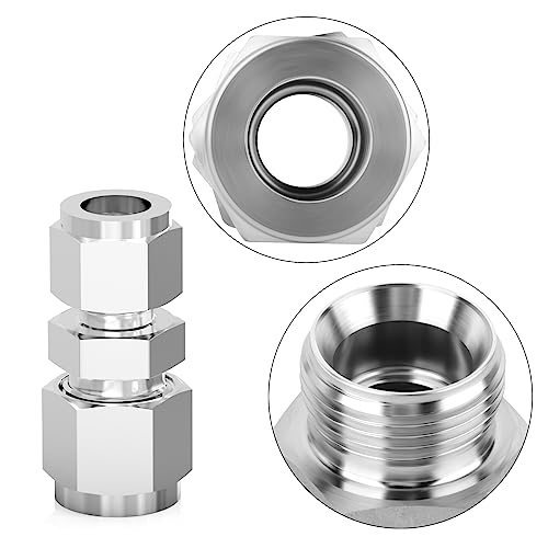TAISHER 2PCS 304 Stainless Steel Compression Tube Pipe Fitting Connector, 1/2" Tube OD x 3/8" Tube OD Straight Adapter - size: 1/2" OD x 3/8" OD