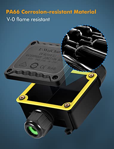 Junction Box - IP68 Waterproof Electrical Boxes 3 Way M25 Cable Connector - size: 3 Way 2 Pack