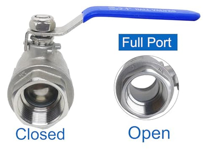 Full Port Ball Valve 1" NPT Heavy Duty Stainless Steel 304 For Water,Oil and Gas with Blue Handles（1000WOG） - size: 1"NPT, style: pack of 1
