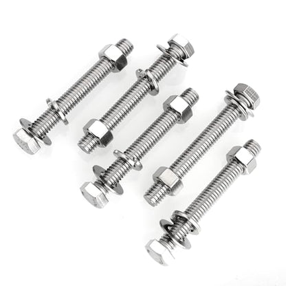 Mywish (5 Sets) 3/8-16x3 Hex Head Nuts and Bolts with Flat & Lock Washers, 304 Stainless Steel Bolts and Nuts Kit 18-8, Fully Threaded, 3/8 Bolt, 3/8 - size: 3/8-16 x 3 (5 set)