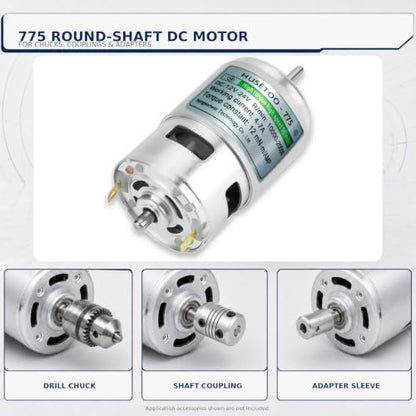 775 High Torque DC Motor, 12V/24V, 10K/20K RPM, Round Shaft, 2-Pack - style: Round Shaft Motors-2Pack