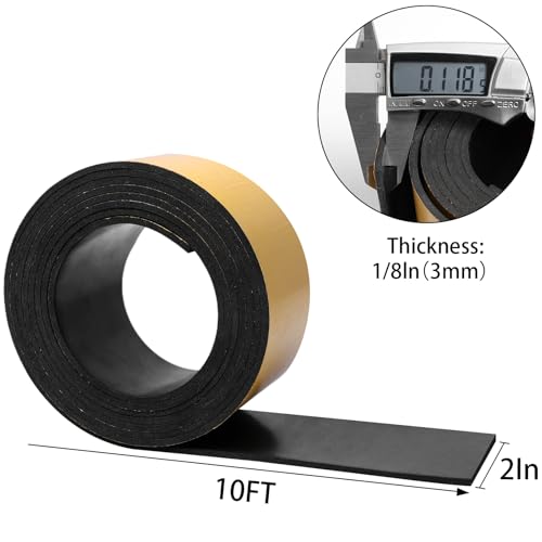 DGSL Self-Adhesive Neoprene Rubber Strip, 2" x 1/8" x 10' Roll - color: With Adhesive, size: 2" Wide x 1/8" Thick x 10' Long
