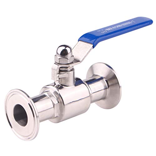 DERNORD 1.5" Tri-Clamp Ball Valve Stainless Steel 304,PTFE Lined. (1 inch Tube OD) - size: 1 inch Tube OD