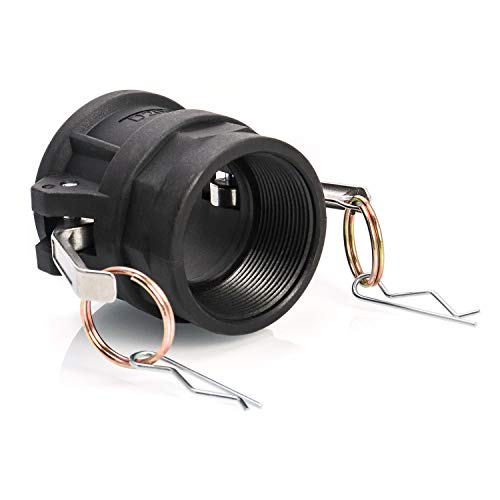 QWORK Hose Fitting, Polypropylene Type D Cam & Groove Fitting- -2" Female Coupler x 2" NPT Female