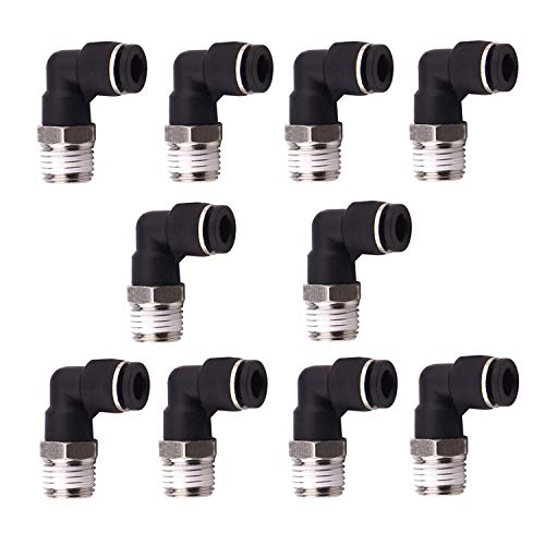 10 Pack Push to Connect Air Fittings 90 Degree Pneumatic Tube Fitting Male Elbow 1/4" Tube OD x 1/8" NPT Thread - size: 1/4" OD x 1/8" NPT