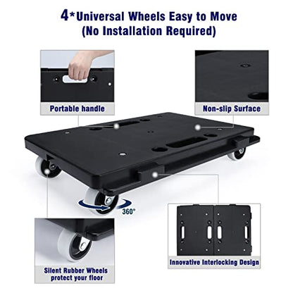 Nellyke Furniture Dolly, 2 Pack Small Flat Moving Dolly, Furniture Movers with 4 Wheels, 500Lbs Capacity, Connectable and Portable Dollies for Heavy Appliance, Black - color: Black/2 Pack-m