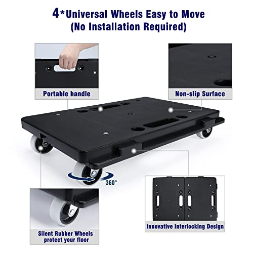 Nellyke Furniture Dolly, 2 Pack Small Flat Moving Dolly, Furniture Movers with 4 Wheels, 500Lbs Capacity, Connectable and Portable Dollies for Heavy Appliance, Black - color: Black/2 Pack-m