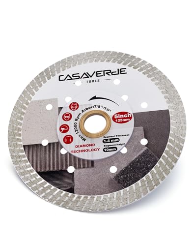 Casaverde Diamond Blade 5" Super Thin Porcelain Saw Blade for Hard Tile,Ceramic,Marble,Granite,Porcelain - size: 5 inch