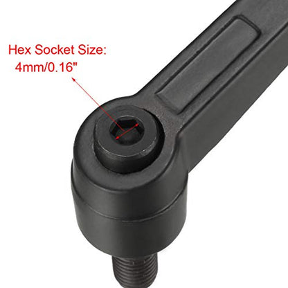 uxcell M8 x 15mm Handle Adjustable Clamping Lever Thread Push Button Ratchet Male Threaded Stud Knobs Locking Rotating Screw Handles Quick Release Bolt Black 2pcs - size: M8x15mm