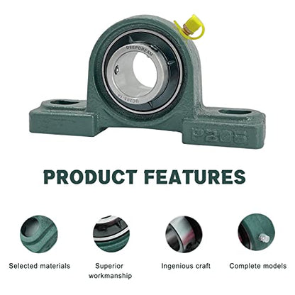UCP205-16 Pillow Block Bearing 1 inch Shaft Pack of 2 Mounted Bearings p205 Cast Iron with 1" Bore, Self Alignment - size: UCP205-16-2pcs