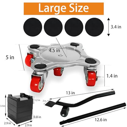 Furniture Dolly & Furniture Rollers Mover with 5 Wheels, Carbon Steel Panel Furniture Lifter Set Up to 1300LBs, for 360° Rotation Shifting Moving Heavy Duty Refrigerator, Sofa, Cabinet - size: Large