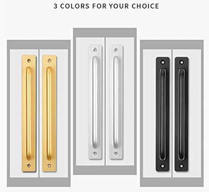 szhdxsy Pack of 2 Aluminium Alloy Sliding Barn Door Handle, Sliding Door Pull Handle Cabinet Door Handles, Drawer knobs, Kitchen Handles,Cabinet Door knobs ，Silver