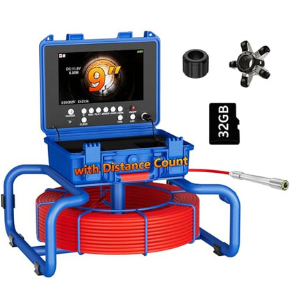 Sewer Camera with Light 165ft/Distance Counter Professional Pipe Inspection Camera 1080P Screen 7mm Thicker Cable - size: 50M