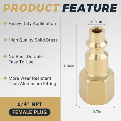 Brass 1/4 '' Air Coupler Plug Kit Air Compressor Fitting 15pcs - style: 15PCS 1/4" Female Plug