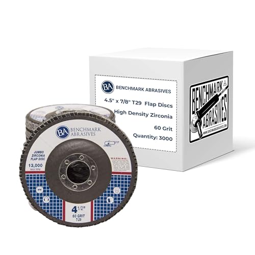 Benchmark Abrasives 4.5" x 7/8" Zirconia Type 29 Flap Discs, 60 Grit - style: 60 Grit | 3000 Count
