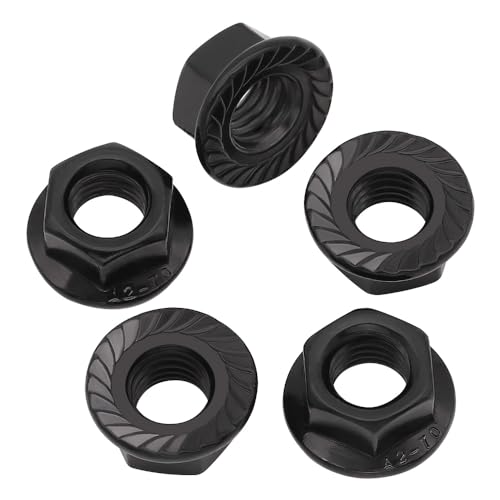 5/16-18 (12 Pack) Serrated Flange Hex Nuts, 304 Stainless Steel 18/8 Flange Nuts, UNC Coarse Thread Black Coated