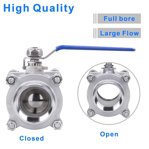 DERNORD Ball Valve 3 Inch NPT Threaded - Stainless Steel 304 Female 3 Piece Full Port (3" NPT Female) - size: 3" NPT Female
