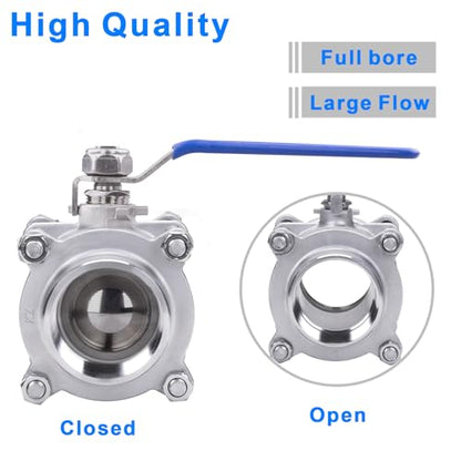 DERNORD Ball Valve 3 Inch NPT Threaded - Stainless Steel 304 Female 3 Piece Full Port (3" NPT Female) - size: 3" NPT Female