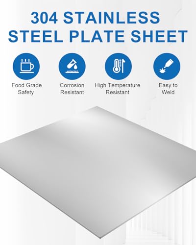 304 Stainless Steel Sheet, 12" X 12" X 1/8" Stainless Steel Plates Metal - size: 12x12x1/8 inch